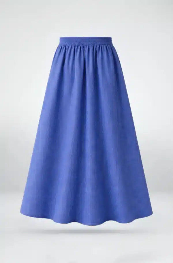 Modest Blue Double Circle Linen Skirt- Free size