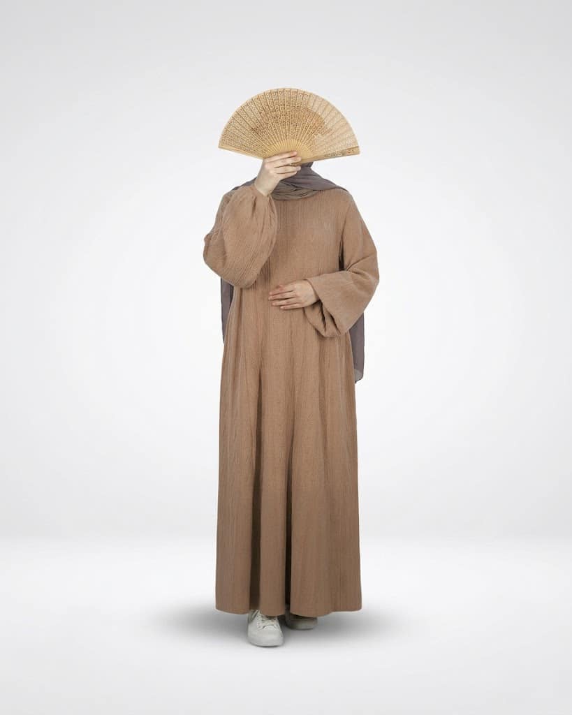 Beige Ribbed Winter Dress