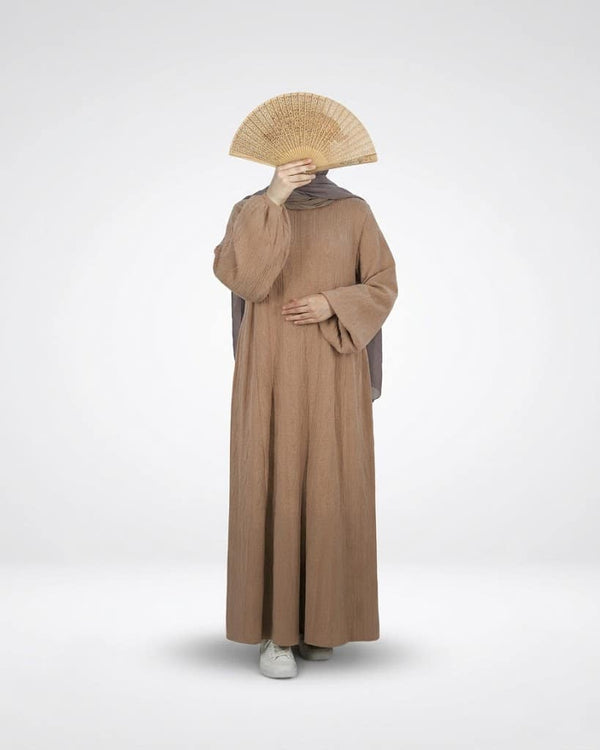 Beige Ribbed Winter Dress