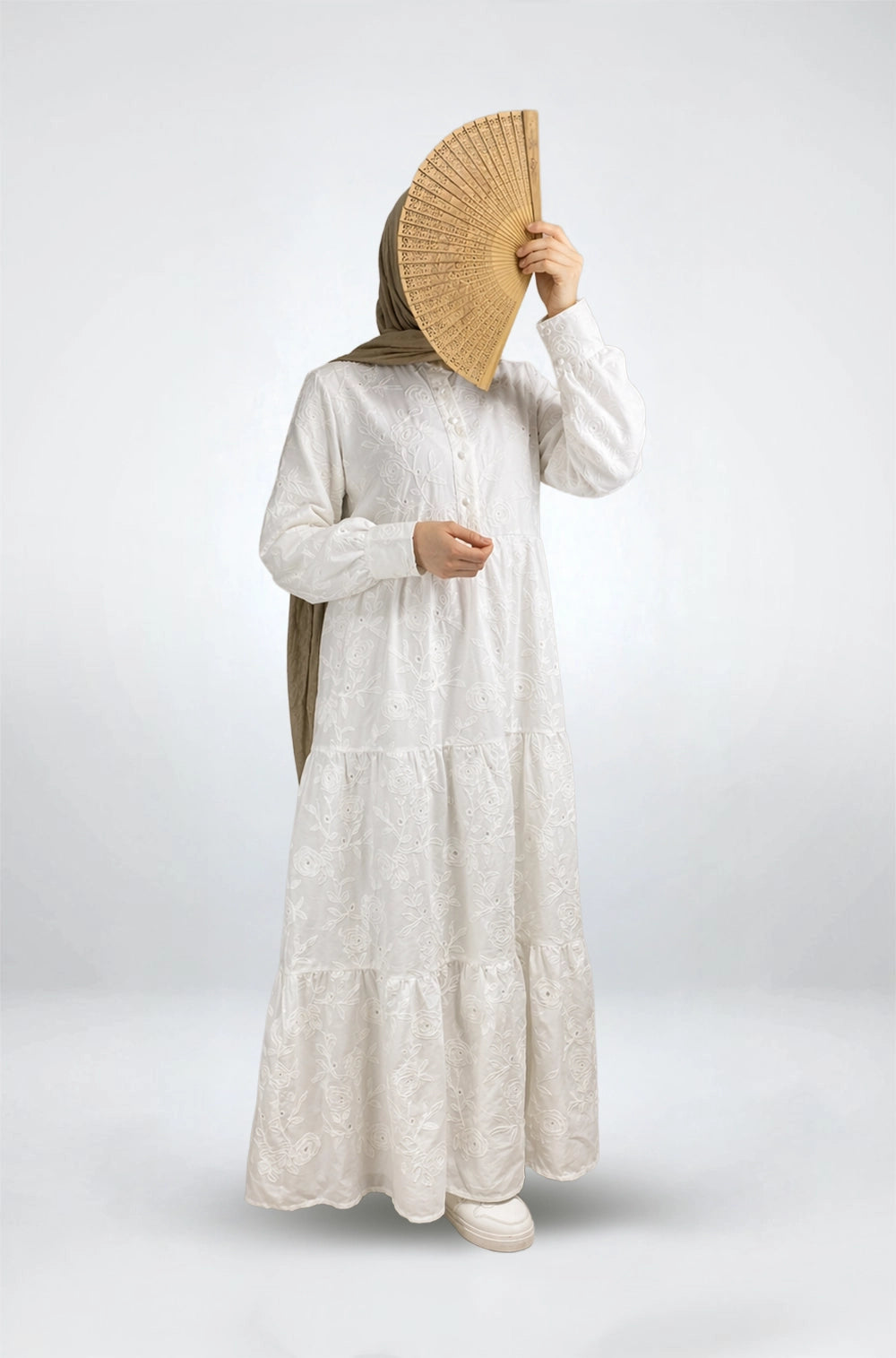 Bloom Embroidered Maxi Dress-Cotton Voile