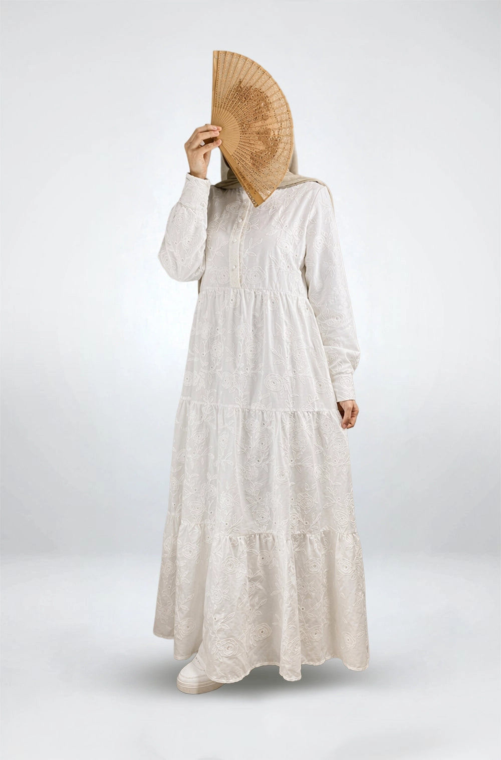 Bloom Embroidered Maxi Dress-Cotton Voile