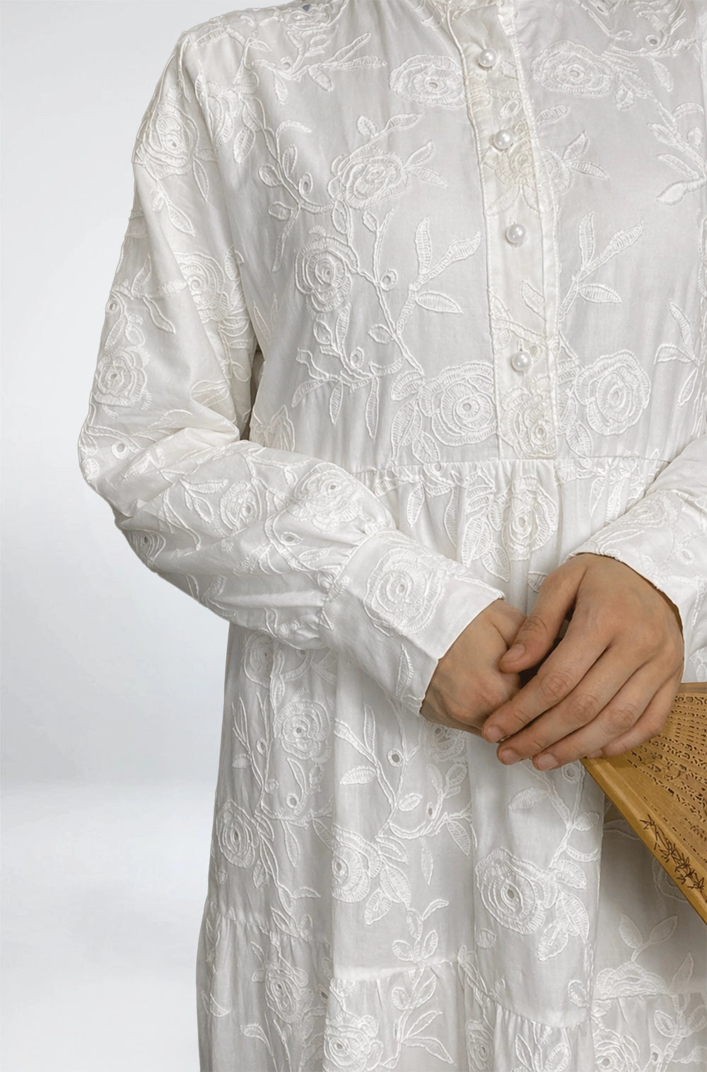 Bloom Embroidered Maxi Dress-Cotton Voile