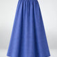Modest Blue Double Circle Linen Skirt- Free size