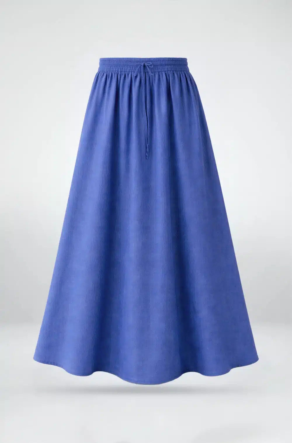 Modest Blue Double Circle Linen Skirt- Free size