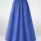 Modest Blue Double Circle Linen Skirt- Free size
