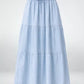 Light Blue Tiered Denim Skirt- Free Size