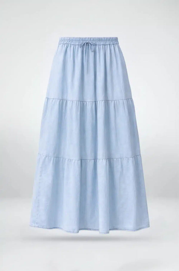 Light Blue Tiered Denim Skirt