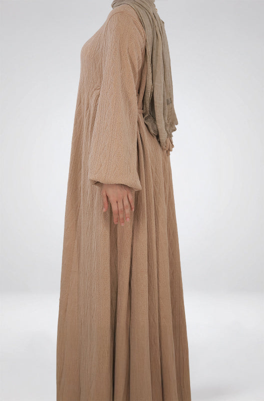 Beige Ribbed Winter Dress