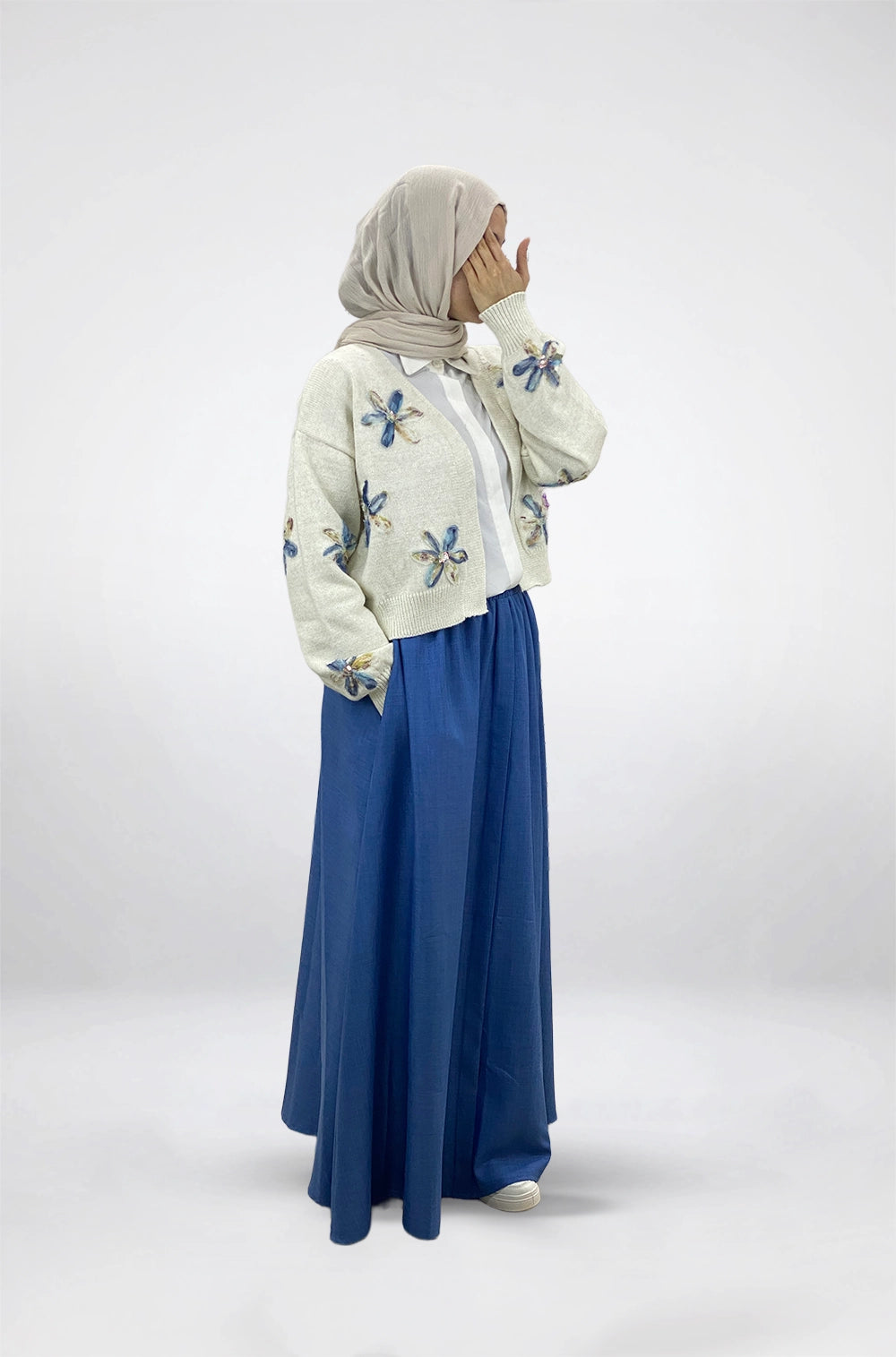 Soft Floral Knit Cardigan-Free Size