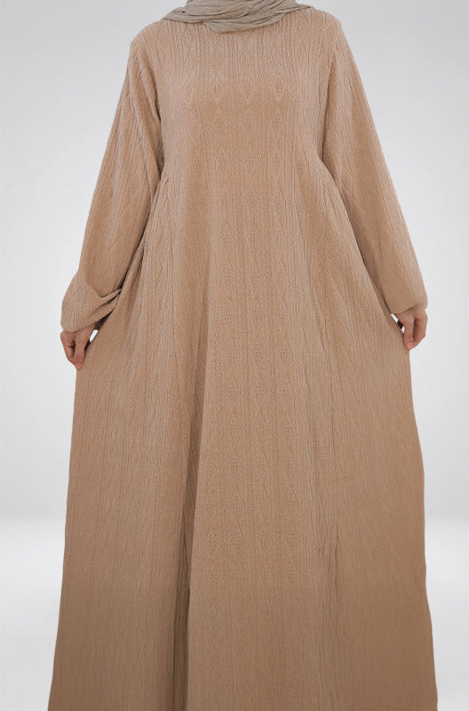 Beige Ribbed Winter Dress