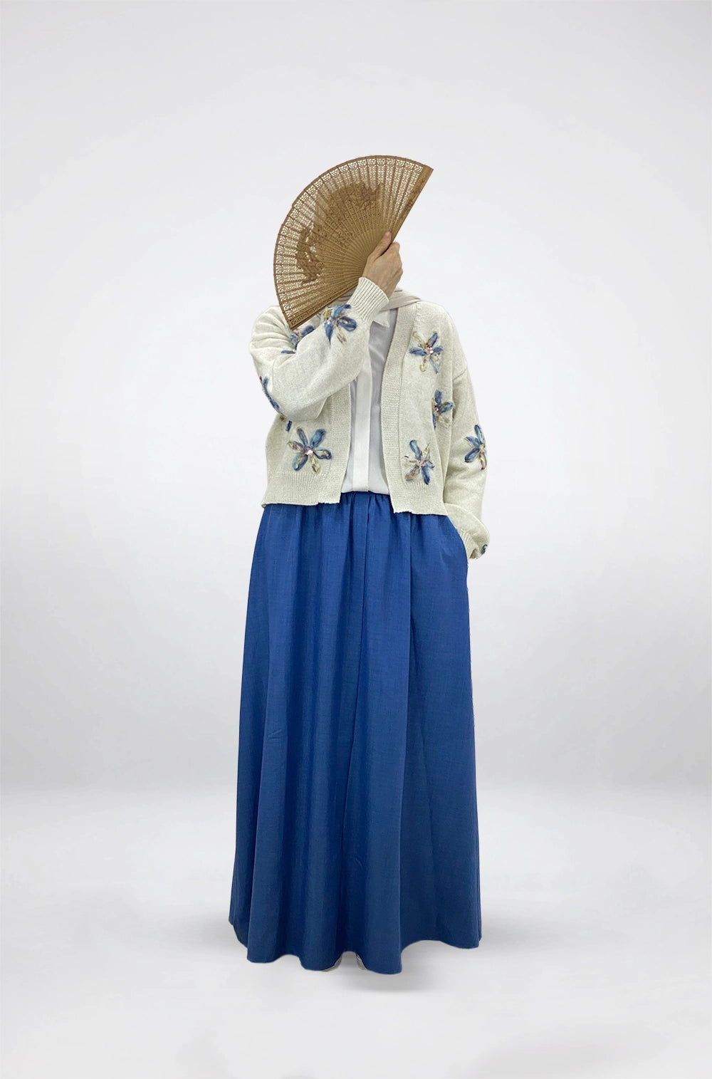 Soft Floral Knit Cardigan-Free Size