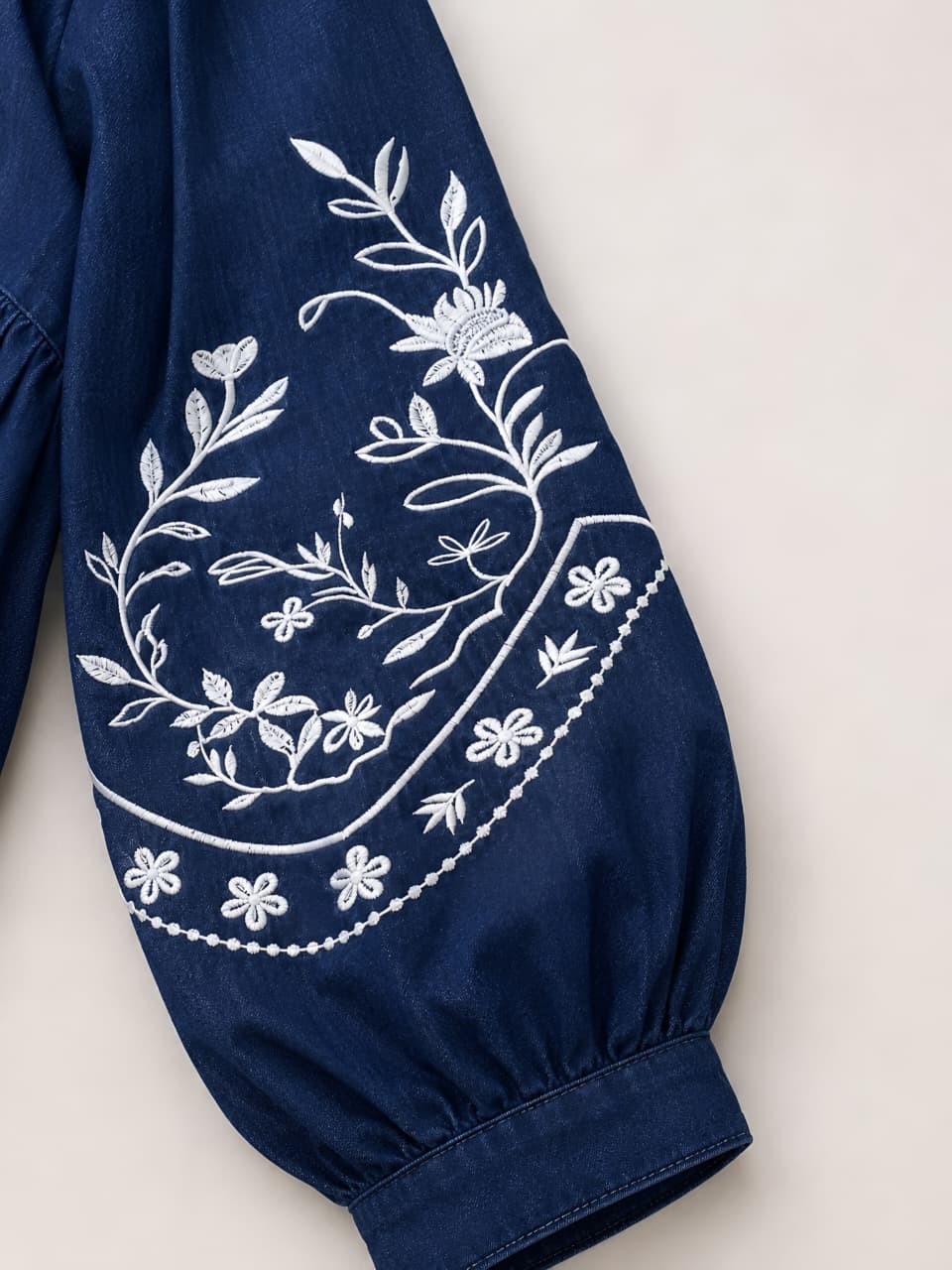 Denim Embroidered Abaya Dress