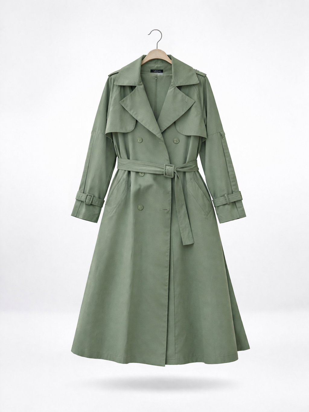 Olive Trench Coat With Belt