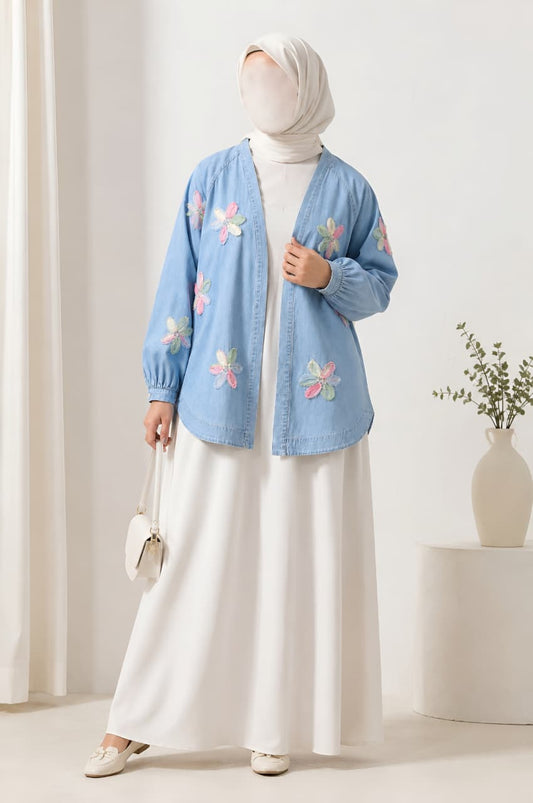 Floral Denim Cardigan
