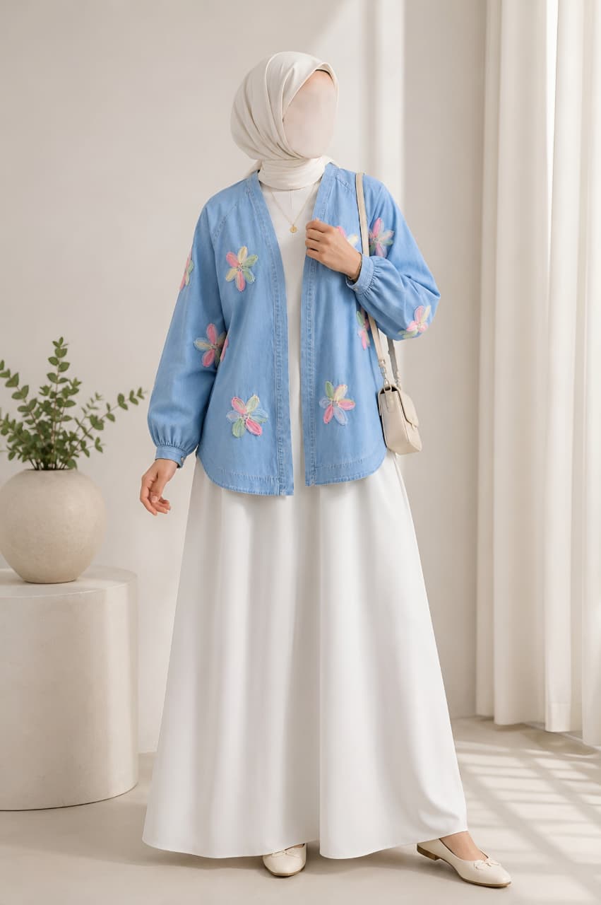 Floral Denim Cardigan