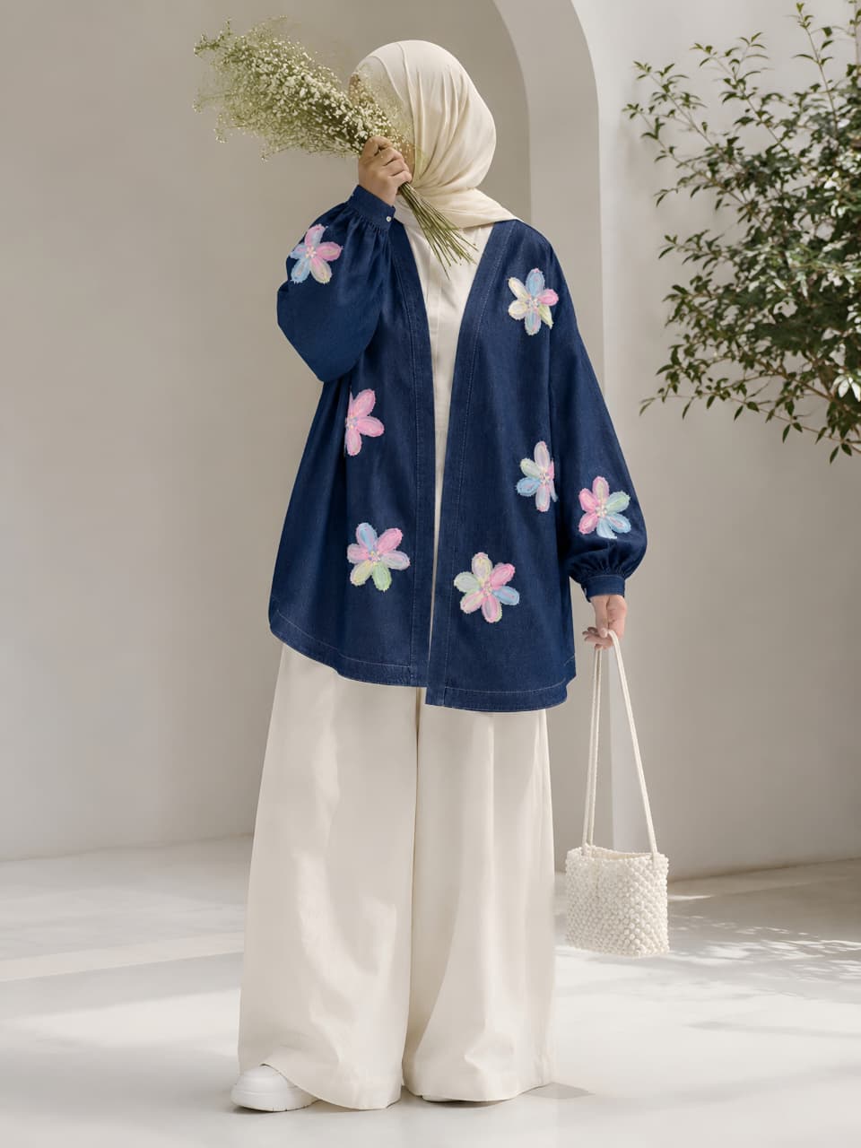 Floral Denim Cardigan