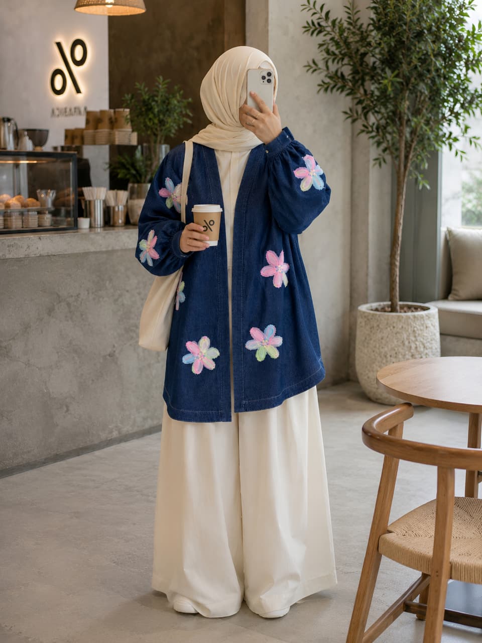 Floral Denim Cardigan