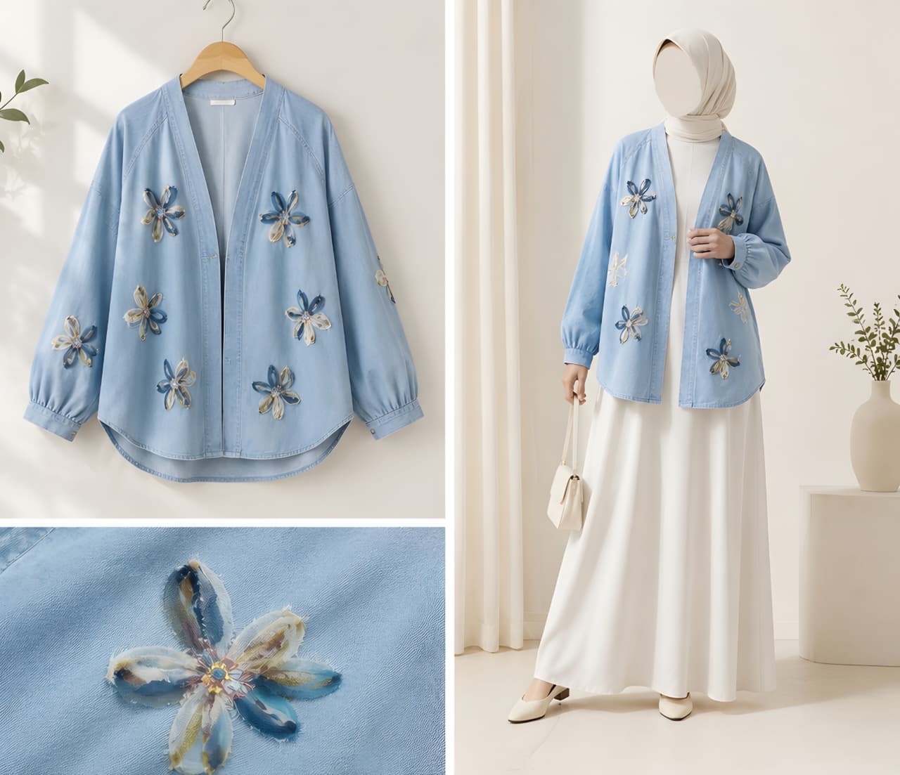 Floral Denim Cardigan