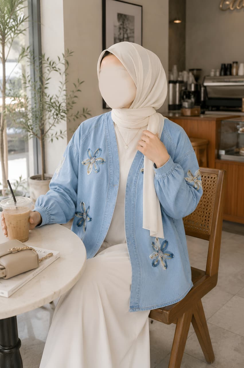 Floral Denim Cardigan