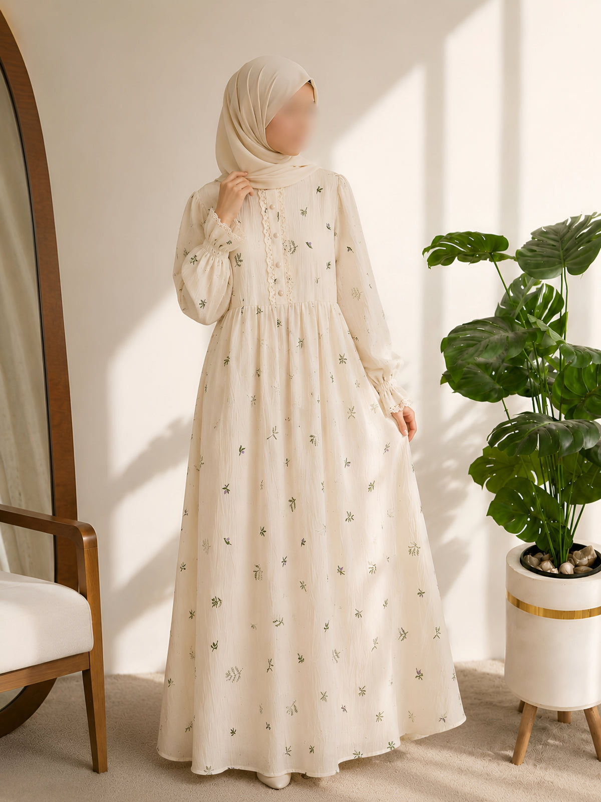 Embroidered Flare Dress