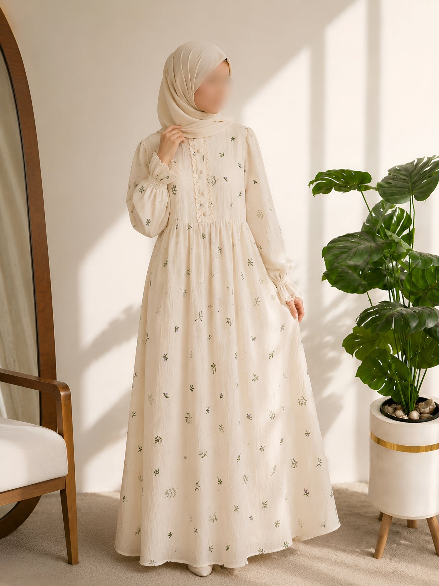 Embroidered Flare Dress