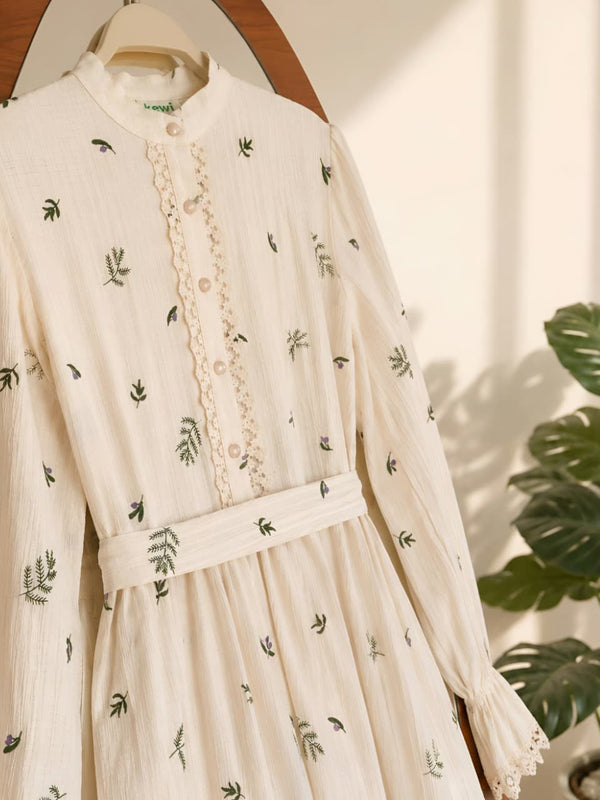 Embroidered Flare Dress