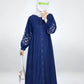 Denim Bloom Embroidered Abaya Dress