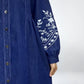 Denim Bloom Embroidered Abaya Dress